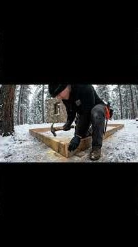 Building a Cozy Stone Cabin with a Fireplace in a Snowy Forest | Start to Finish.
