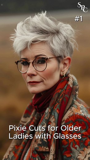 Pixie Cuts for Older Ladies with Glasses #pixiecut #pixiehair #pixiehaircut #olderwomen #shorthaircut #pixiecuthairstyle