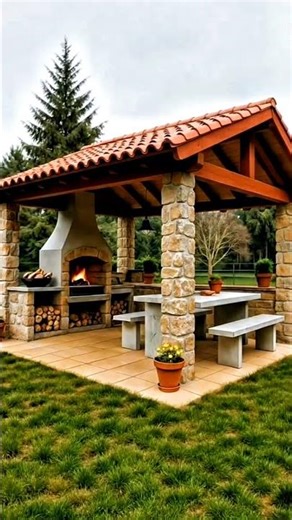 Unbelievable Outdoor Kitchen Build! 🏗️🔥 #satisfying #construction