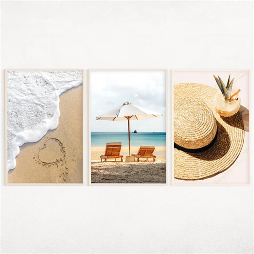 Tropical Beach Print Set of 3, Ocean Printable Art, Coastal Living Art - Etsy