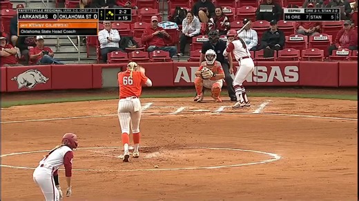 Just another Day at the plate for Courtney Courtney Day gives us the early lead! (Kramer was called safe after review) | Arkansas Razorback Softball