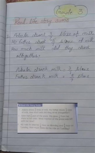 Grade 3 Real Life Fraction Problems for Homeschooling