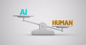 Ai vs Human balance scale looping animation