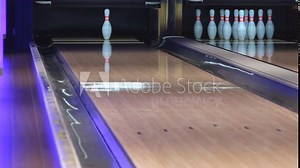 Bowling ball missing the target ninepin losing the game
