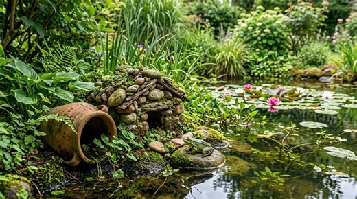 Étang de jardin : ce minuscule abri qui manque chez vous fait revenir les grenouilles et limite les moustiques - Vie Pratique Féminin