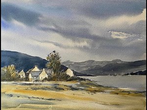 Paint Lois' Simple MOUNTAINS & LAKE Loose WATERCOLOR Landscape Painting Line & Wash Watercolour Demo