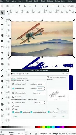Tracing Vector Bitmap in Inkscape