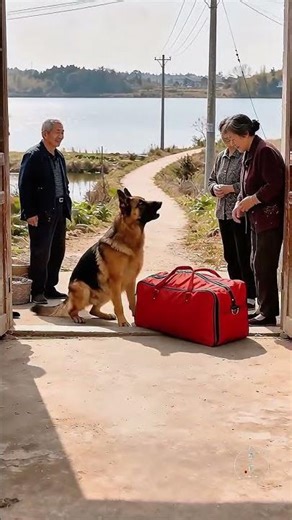 The German Shepherd stepped forward to rescue the golden retriever from the dog thief. A thrilli