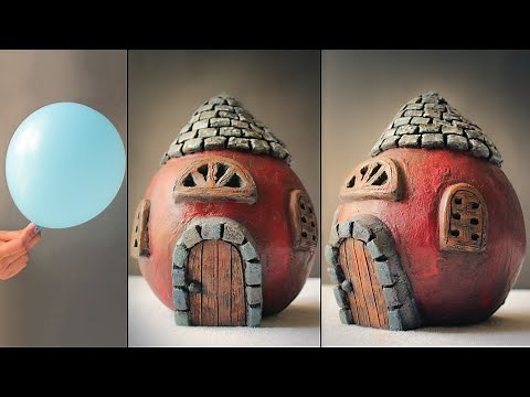 DIY Fairy House Using a Balloon & Cement | DIY Cement Fairy House For Garden | Fairy Garden Houses