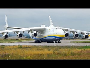 (4K) World's BIGGEST Airplane - Antonov An-225 landing and POWERFUL take off at Leipzig airport