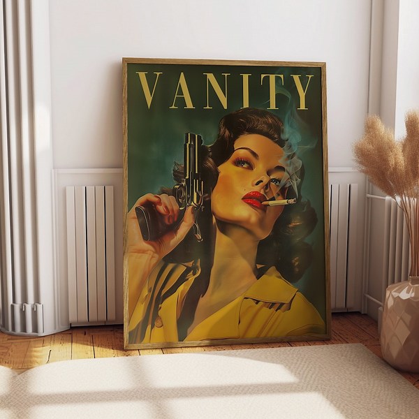Vintage Woman With a Gun Poster Retro Woman Smoking a Cigarette Wall Art Badass Bestie Eclectic Wall Art Funny Retro Wall Decor - Etsy