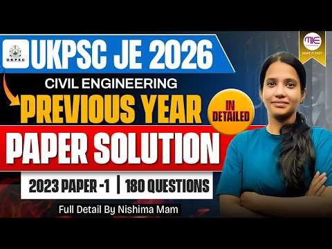 UKPSC JE Civil 2026 | 2023 Previous Year Paper Solution (Paper-1) — All 180 Questions Explained