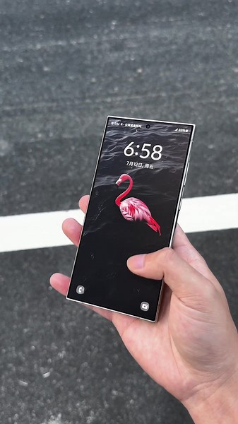 Dark Flamingo Minimalist Android Screen-Off Desktop Settings for Samsung Galaxy S24 Ultra