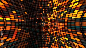 4k Illusional curved screen with big LEDs in a random fluctuating and flickering animation