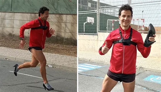 VIDEO: Man runs in high heels to break Guinness World Record