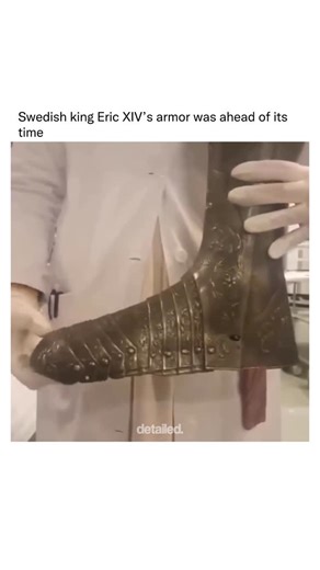 Detailed Explanation on Instagram: "Swedish King Eric XIV’s parade armor, crafted in 1562, is a stunning example of Renaissance armor design, especially known for the exceptional flexibility of its sabatons (foot armor). Unlike the rigid designs common at the time, these sabatons allowed for more freedom of movement."