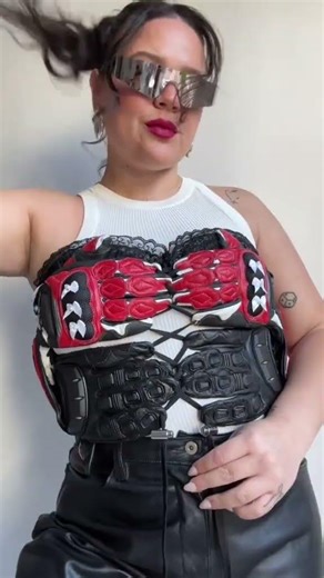 i upcycled 2 pairs of gloves into a corset!!