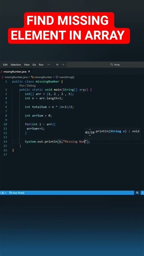 Find the Missing Number in Java Array | DSA Short | Coder's Lab