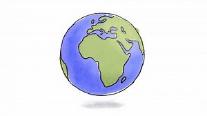 Hand drawn Earth spinning. Loop-ready hand drawn animation of Earth spinning (charcoal and watercolor)