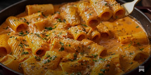 Creamy Garlic & Cherry Tomato Rigatoni