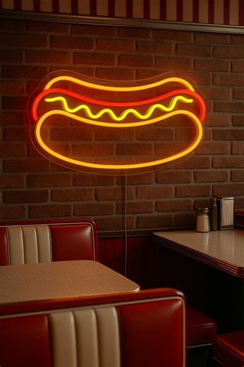 Hot Dog Neon Sign – Food LED Neon Wall Sign, Retro Diner Style Neon Artwork, Handmade Neon Sign - Etsy
