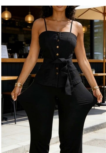 New Women's Solid Color Strap Long Pants Two-Piece Set, Versatile Casual Wear, Comfortable and Stylish, Perfect for Daily Use #tiktokshopfinds #womensfashion #2pieceset #womenswear #springfashion