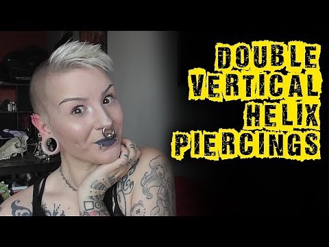 I got double vertical helix piercings!