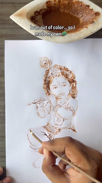 No Paint Left… So I Made This From Mud 😳 #shorts #art #krishna