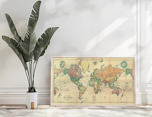 Vintage World Map Print: 1898 Stanford Atlas, Mercator Projection Old World Map - Etsy UK