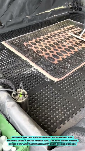 Water Pusher Tool: Controlled Foam Removal Process in Professional Rug Washing #innovationtools