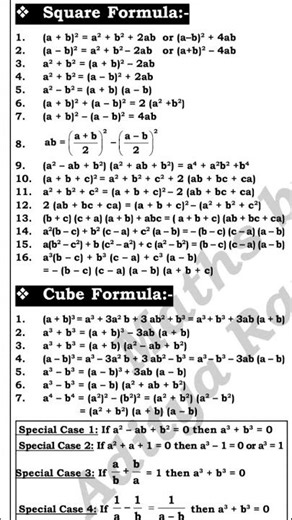 all maths formula #csat #mathematics