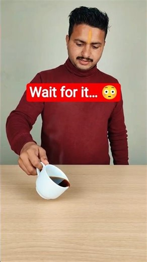 Spilled Coffee Reverses Back Into CupReverse Time Magic Trick Shorts | #magic #illusion