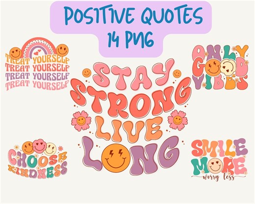 Positive Quotes PNG Clipart: Motivation Bundle for Stickers, Journals, Crafts (digital Download) - Etsy