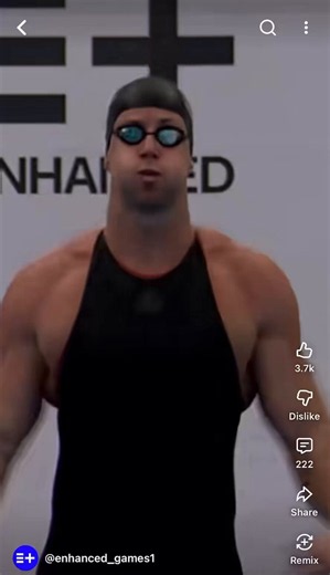 Enhanced Games athlete in photo is James “The Missile” Magnussen.Australian swimmer with an Olympic silver medal. Said he’d “juice to the gills” if offered $1m to break 50m freestyle record of 20.88.Enhanced Games agreed. This vid of him is most viewed on its YouTube channel and top comment is incredible: “you can see his back from his front”.Absolute tank. 6’6 and will weigh ~250lbs for the swim.For the inaugural Enhanced Games this weekend, Magnussen will also wear a full-body polyurethane sup