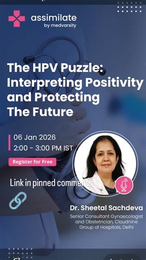 Join us for 'The HPV Puzzle: Interpreting Positivity and Protecting the Future,' an insightful session exploring the nuances of HPV testing and its implications for health. Learn how to accurately interpret HPV results, understand risk factors, and implement preventive strategies. This webinar is designed for anyone seeking clarity on HPV and proactive steps toward long-term health. Don’t miss this opportunity to empower yourself with knowledge and prevention. #doctorsofinstagram #drsheetal #cer