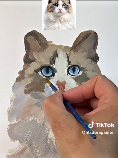 How to paint a cat with acrylic paints #paintingtechniques #acrylicpainting #arttutorial #paintingidea #paintingprocess #catpainting