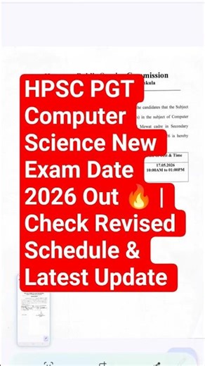 HPSC PGT Computer Science New Exam Date 2026 Out 🔥 | Check Revised Schedule & Latest Update #shorts