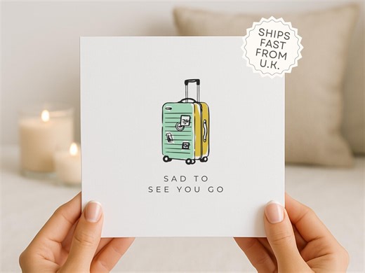 Farewell Card with Suitcase Illustration, Goodbye Message for Colleague, Friend Send-Off