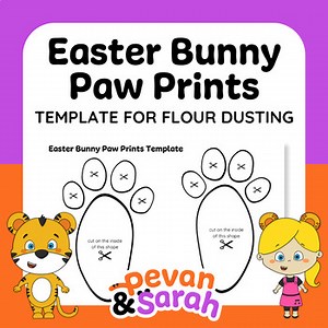 Printable Easter Bunny Paw Prints Template | Stencil for Flour Dusting
