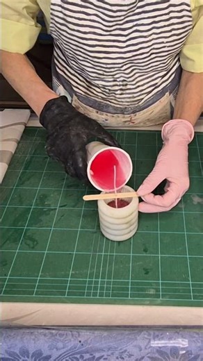 Concrete Candle in a Silicone Candle Mold