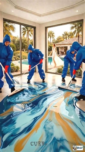 Luxurious bedroom with emerald Blue epoxy flooring 💖✨