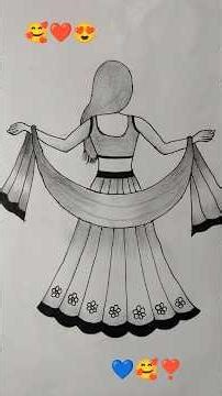 How to draw easy girl with traditional dress #drawing #girldrawing #art #drawingtutorial #sketch