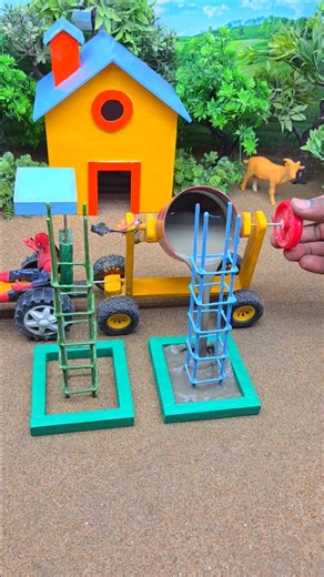 😱 Real Working Mini Tractor Making Cement Pillar | Amazing DIY Construction Machine 🚜 #shorts