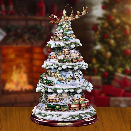 Lights, Music, Motion! Christmas Eve comes to life on this tabletop tree. Shop Now! http://bit.ly/2BMNE8C | The Bradford Exchange