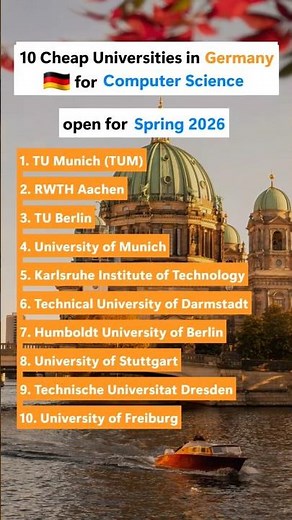 Top German 🇩🇪 universities for ms in Computer Science #mastersingermany #studyingermany #studyabroad