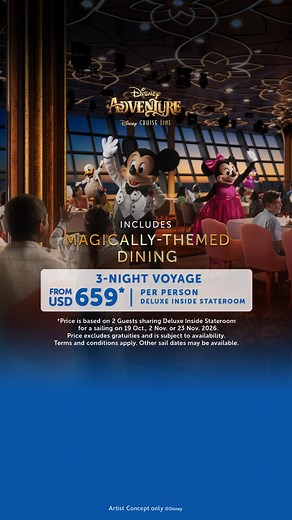 1.2K views · 156 reactions | Your fare for the Disney Adventure includes a wide range of offerings on board ✨ Look forward to distinctly Disney dining experiences, enchanting live shows, spacious staterooms, and much more! | Disney Cruise Line | Facebook