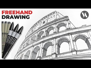 COLOSSEUM in Rome Freehand Architecture Drawing Speedpainting Timelapse Video UHD 4K