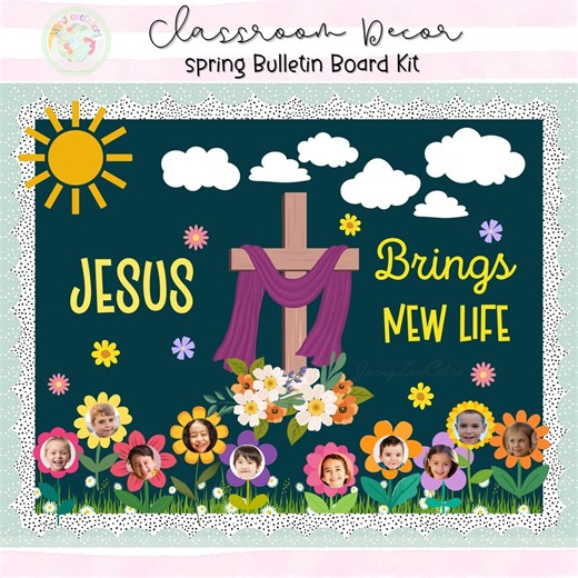 Christian Easter Bulletin Board Kit | Jesus Brings New Life | Spring Classroom Decor (digital Download) - Etsy