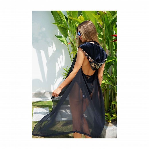 Festival Kimono Sheer Duster Vest Kimono Boho Chiffon Duster With Sequin Hood Rave Kimono Cardigan See Through Robe Long Vest | LOVE KHAOS - Etsy