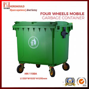[Hot Item] Outdoor Trash Bin 4 Wheelie Bin 1100L Plastic Garbage Bins 4 Wheelie Dustbins 1100L Plastic Dustbins Injection Moulds
